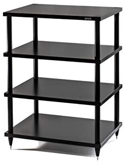 Solidsteel S2-4 Mobile Stereo Hi Fi Porta Elettroniche, Mobiletto Rack Audio 4 Livelli in Legno (Made in Italy), Telaio in Metallo per Impianto Hi-Fi Stereo, Punte Regolabili in Acciaio INOX