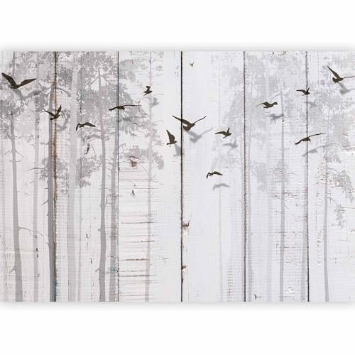 murando Fotomurales Tablas 350x256 cm XXL Papel pintado tejido no tejido Decoración de Pared decorativos Murales moderna de Diseno Fotográfico Pajaro gris Arboles f-C-0178-a-a