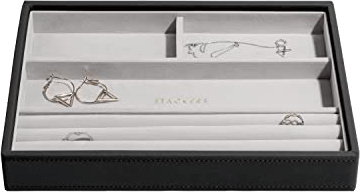 Stackers Schwarz Schmuckschatulle Klassisch Schmuckfach für Ringe/Armbänder