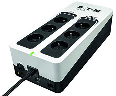 Eaton Onduleur Parafoudre 3S 550 FR - Off-line UPS - Alimentation Sans Interruption - Puissance 550VA (6 prises FR, Parasurtenseur, Silencieux) - Interface USB (câble inclus) - Noir&Blanc
