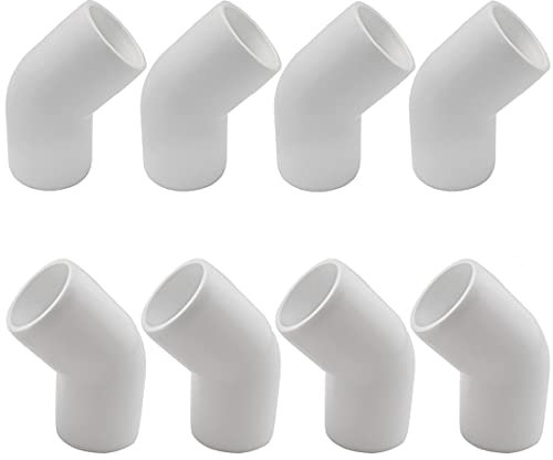 SDTC Tech 8 Stück 1,27 cm 45 Grad Winkel PVC Fitting Möbel Grade Rohrverbinder für DIY PVC Regal Garten Stützstruktur Lagerung Rahmen