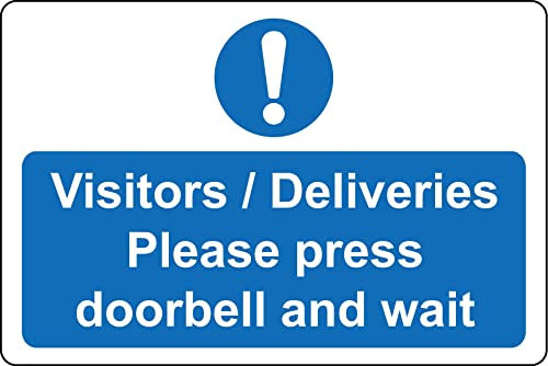 Visitors/Deliveries Please press doorbell and wait Sign - 1mm Plastic sign (400mm x 300mm)