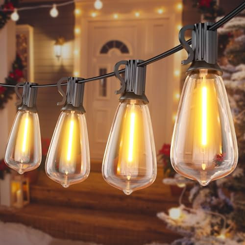 SUWIN 18 Meter LED Lichterkette Außen, ST38 Lichterkette Glühbirnen Warmweiß,Garten Girlanden Lichter Aussen mit Outdoor Wasserdichte 30+1 LED Birnen außenbereich für Party Weihnachten