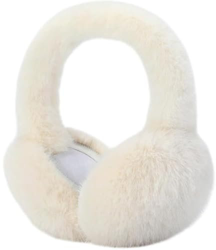 ALIBRAHIM Ear Muffs for Men & Women - Winter Ear Warmers - Classic Fleece Unisex Winter Warm Earmuffs - Windproof Plush Earmuffs Foldable For Boy/Girl - White