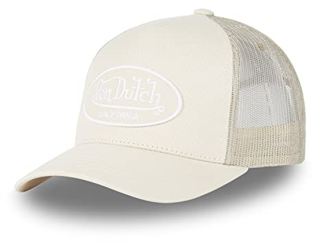 Von Dutch Casquette Homme & Femme Ajustable, Casquette Trucker Originale et Confortable, Taille TU - Beige/Blanc