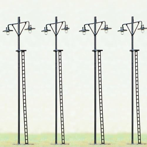 YUETTYY Modelo de poste de lámpara de ferrocarril, 4 piezas HO escala LED para patio, modelo de calle de tren de ferrocarril, modelo de lámpara de poste para pequeñas lámparas de jardín de paisaje,