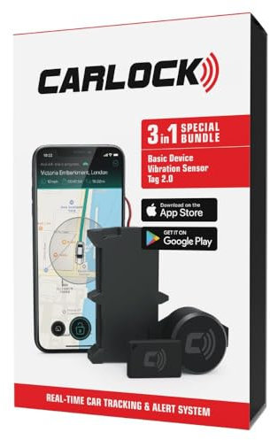CARLOCK Basic Anti Theft Car Device Security System - Wired Car GPS Tracker, Vibration Sensor, & Car TAG - Car Alarm System - Phone Apps & Instant Alerts - Van Vehicle Tracker