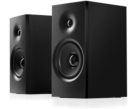 ZHCHAO Mediebibliotek, stationär dator, BT 5.0 subwoofer, aktiv trähögtalare, 100-240 V, 50/60Hz, 25W (silver)