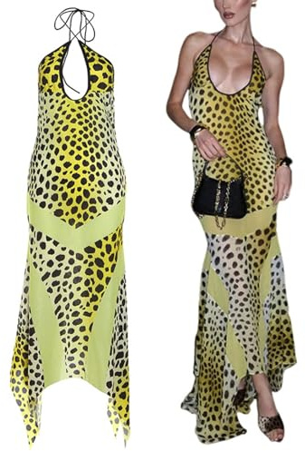 Criss Cross Halterneck-klänningar for kvinnor Sexig omlott Bodycon Djup V-hals Flowy Asymmetrisk fåll(S)