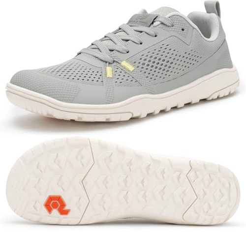 Pulltop Barefoot Trail Running Shoes for Womens - Wide Toe Box | Zero Drop Sole | Minimalist Crossfit Training Shoes White Size 7 LT Grey Size 8