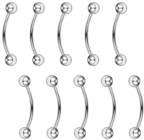 Besyvvin 10pz bilanciere curvo 12mm piercing sopracciglio labbro setto torre 1.2mm acciaio chirurgico piercing al sopracciglio argento