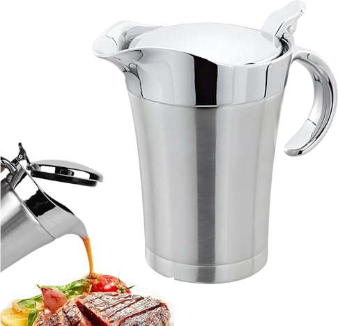 Ukisisi Sauce Gravy Pot,thermal Gravy Jug with Lid,insulated Gravy Jug,gravy Boat with Lid,304 Stainless Steel Sauce Boat Pot,Thermal Insulated Double Wall Sauce Gravy Boat Pot for Kitchen