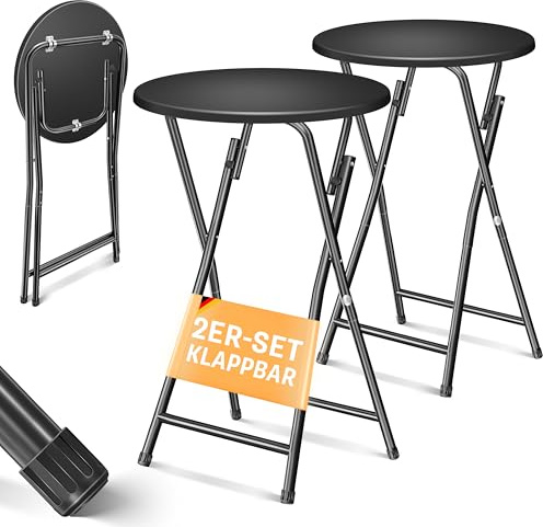 KESSE® Ståbord, set om 2 bistrobord med PVC-platta, väderbeständigt fällbord | 60 cm x 110 cm | festbord, halkfritt | inomhus- och utomhus | bröllopsmottagningsbord