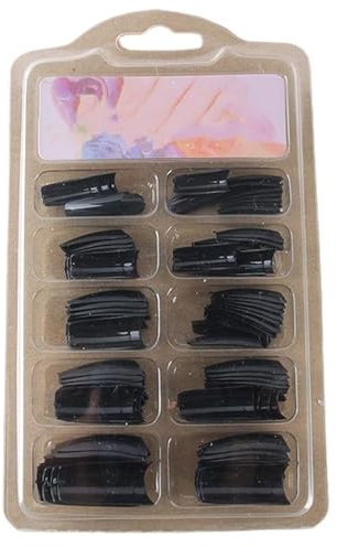 100 Pcs Black DIY Acrylic Gel French Nail Art Colored French Tips False Nail Tips False Nails and Accessories,Nail Tips False Nails and Accessories Nail Art and Polish