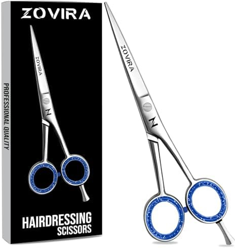 Zovira Tijeras de peluquería profesionales de 6 pulgadas para uso doméstico y de barbería. Tijeras de corte de acero inoxidable para mujeres, hombres, niños y adultos.