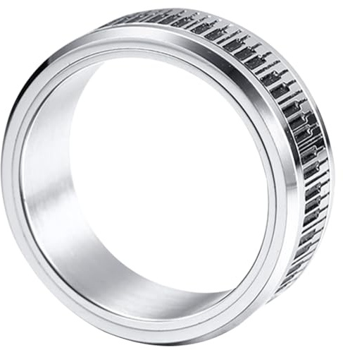 Abaodam Anillo de Acero Inoxidable Giratorio con Diseño de Teclas de Piano Accesorio Decorativo Portátil para Hombres y Mujeres Anillo Estilizado para Fiestas y Regalo Musical