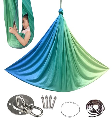 Air Silke – luft-yogahängmatta 280 x 150 cm, bra stretchkamrat | lätt sensorisk stretchhängmatta med mjukt men stödjande tyg, yogagunga för muskelnivåer