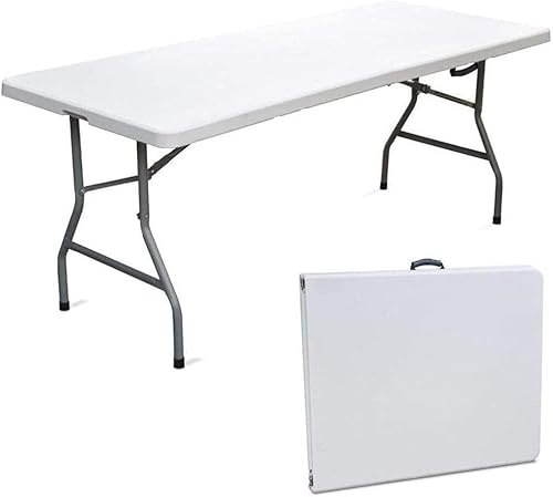 GrecoShop Tavolo TAVOLINO Pieghevole Rettangolare a Valigetta in Dura Resina HDPE per Giardino Terrazza Fiera Feste Sagre Mercato PIC NIC Campeggio Bar Pub 180cm X 75cm X 74cm - 5477
