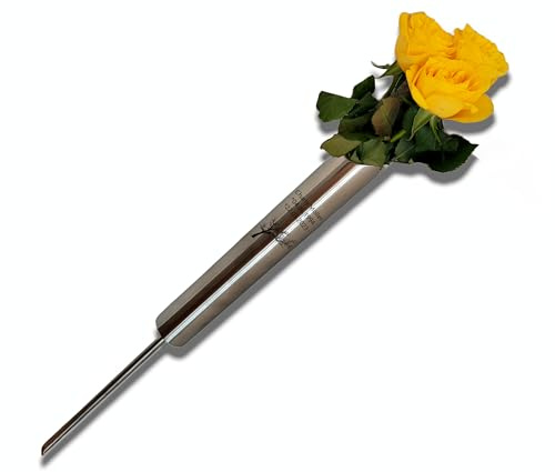Gravvas 6 cm väderbeständig vas rostfritt stål rostfri högkvalitativ gravsmycke kyrkogård vas exklusiv (42 mm diameter)