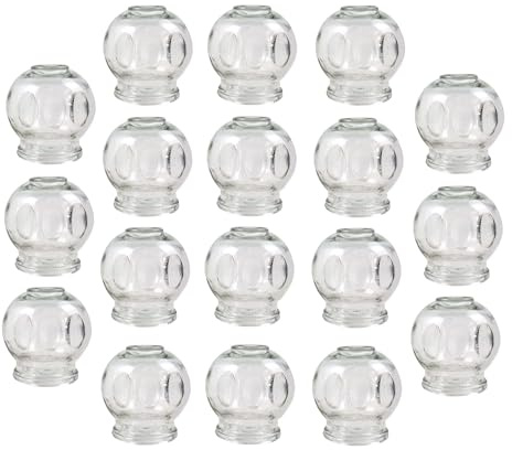 Set di coppette in vetro, coppette per il fuoco, massaggio sottovuoto per il rilassamento muscolare e il sollievo dal dolore, coppettazione Hijama Hacamat, terapia, Cupping Banki (18 pezzi, 6 cm)