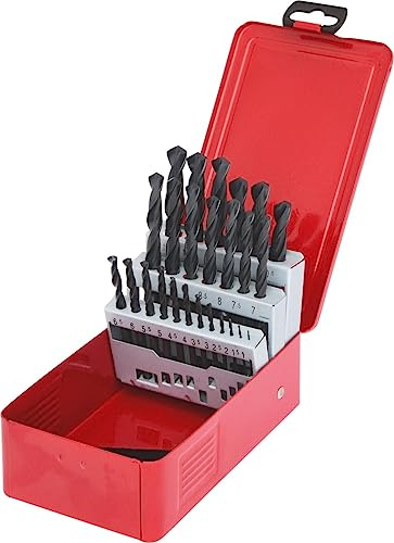 KS Tools 330.1613 Juego de brocas helicoidales HSS-R en casete de chapa de acero, 25 pzs, 1-13 mm