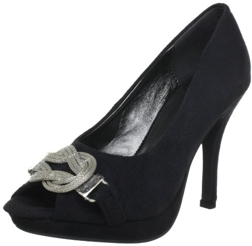 Andrea Conti Women's Peeptoe Ballet Flats Peep Toe, Black Black 002, 8