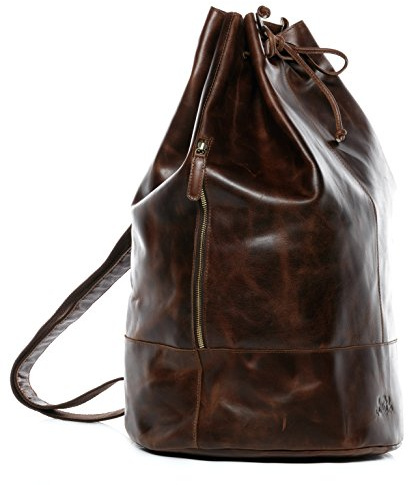 SID & VAIN Sea Bag Kitbag Heathrow Medium Drawstring Match-Sack Real Leather Duffle Bag Leather Bag Women and Men