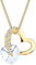 Elli Halskette Silber 925 Vergoldet 24K Herz Cut-Out Anhänger Damen Kette Kristall, Schmuck Geschenke für Frauen Mädchen Mama Freundin, Silberkette Länge 45cm