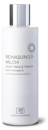 Classic Ayurveda - Bio Reinigungsmilch - Naturkosmetik - 200 ml - Sanfte, rückfettende Formel mit Aloe Vera, Neem und Kurkuma für tiefenreine Haut