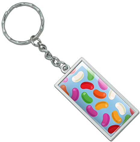 GRAPHICS & MORE Rectangle Jelly Bean Candy Pattern Keychain in Chrome Plated Metal