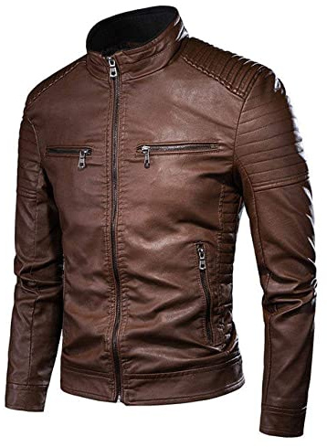 Giacca In Pelle Da Uomo,Giacca Da Moto Retrò Casual Slim Colletto Alla Coreana, Giacca Invernale Da Uomo In Stile Motociclista Tasca Design Giacche Pilota Cappotto In Ecopelle, Per Andare In Moto,