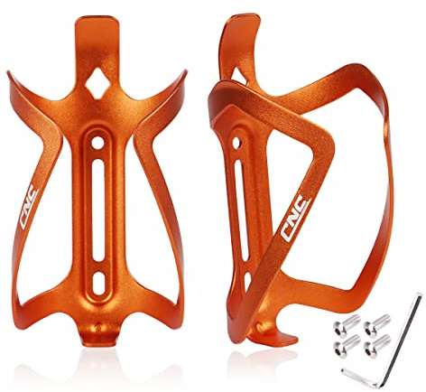 CNCLOL Portabidon para Bicicleta,Soporte Agua Bicicleta,Porta Bidon Bici-Aluminio Portabidones,MTB Soporte Botella Bidón Bicicleta,2 pcs,Naranja