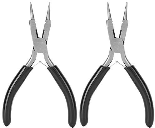 Alicates de punta redonda de 2 piezas, alicates de punta redonda confort con mango de goma, alicates para doblar y enrollar alambres Fabricación de joyas