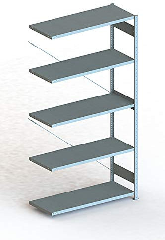 Meta Anbauregal - Zum Ausbau eines Lagerregales - 5 Böden - Farbe Silber - 250 x 130 cm - 50 cm tief