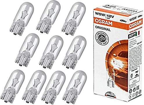 10x Original Osra.m W5W 12V 2825 Standard Ersatz Halogen Birne für Standlicht Positionslicht Bremslicht Hecklicht Innenlicht Leselicht Blinker seitlich E-geprüft