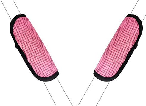 Bilskydd säkerhetsbälte kudde bilkomfort resekudde 2 paket, säkert bälte kudde för barnvagn, sy set, utan kardborreband (rosa rosa)