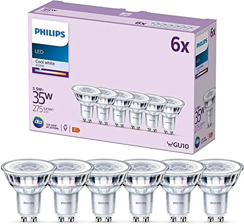 Philips LED Faretto LED, Luce Bianca Fredda, 35W, GU10, 6 pezzi