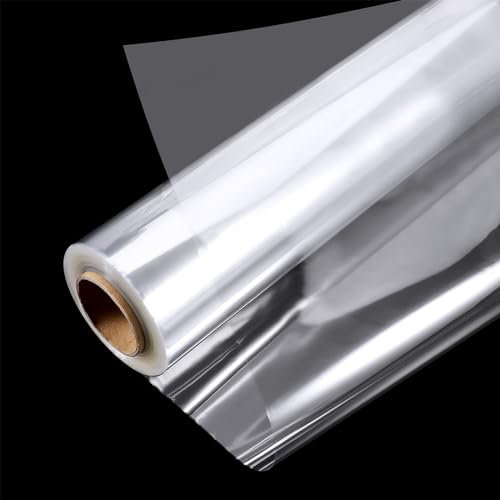 80cm x 45m Cellophan Rolle, Transparentes Geschenkpapier Doppelte Geschenkfolie Blumenfolie Verpackungsfolie für Geschenk Hochzeit Blumenstrauß Geschenkkorb Weihnachten (Gefaltete: 40 cm)