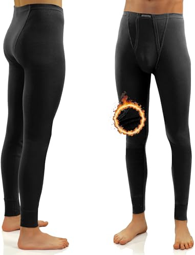 sesto senso Calzamaglia Lunga Uomo 100% Cotone Biancheria Intima Pantaloni Termici Funzionali M Nero
