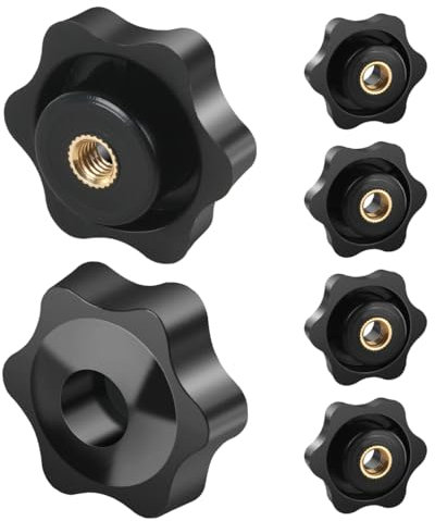 BOUMVID Sterngriffmutter M6 6 Stück, Flügelmutter Äußerer Durchmesser 38mm, Rändelschraube Innengewinde Messing, Sterngriff für Maschinen und Anlagen, Werkzeugmaschinen, Fitnessgeräte, Möbel