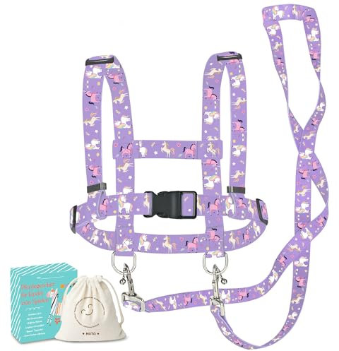 MutoToy® Pferdeleine zum Spielen für Kinder, Verstellbares Pferdegeschirr für Kinder, Pferde Spielleine für Jungen Mädchen Rollenspiel, Kinder Outdoor Spielzeug ab 3 Jahren (Lila)