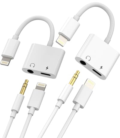 Adattatore da Lightning a jack da 3,5 mm (2 pezzi) per Apple MFI Certified 2 in 1 di ricarica cavo jack splitter auto AUX cavo audio jack convertitore per iPad iPhone 3.5