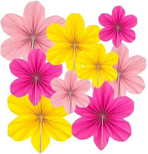 FUIPVGI 9 Pcs Multicolor Paper Flowers Decorations for Wall, Party Decor, Classroom Decoration, Floral Backdrop for Birthday, Wedding, Baby Shower