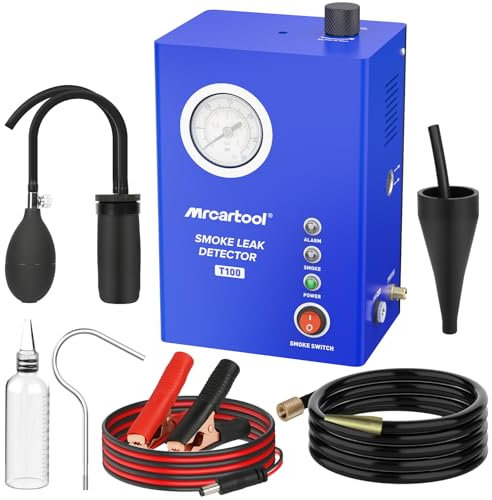 MRCARTOOL Nebelmaschine KFZ Rauchmaschine Lecksuchgerät mit Druckanzeige, EVAP Kraftstofflecks Detektor DC 12V Rauchmaschine Fahrzeugleitungen Lecksucher Testgerät für Fahrzeug Motorräder