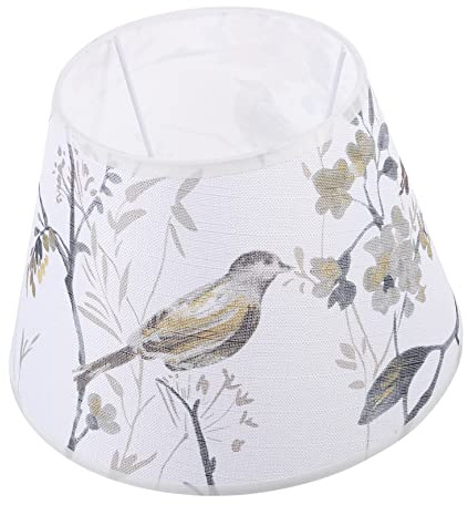 WOONEKY Pantalla Accesorio y Lámpara para Pájaros Estampado Tela de Flores Mesa de Tejido y Metal, Estilo Rústico, Adecuado para Cocina y Habitación Infantil