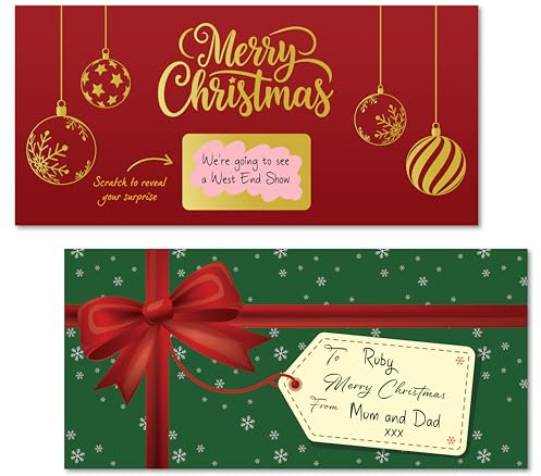 PartiKraft - Scratch Off Golden Foil Christmas Voucher - DL Sized Scratch and Reveal Surprise Treat (1 x Voucher)