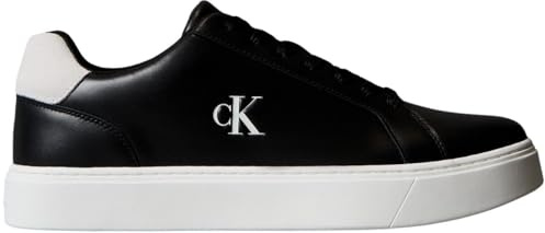 Calvin Klein Uomo Sneakers con Suola Preformata Classic Laceup in Pelle, Nero (Black/Bright White), 42