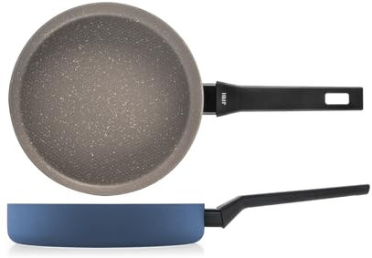 H&H, Padella Artic in Alluminio con Rivestimento Antiaderente Pfluon, 24 cm, Colore Blu Ottanio - Rivestimento a Nido d'Ape per Cottura Uniforme, Fondo adatto a tutti i Piani Cottura