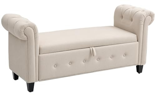 HOMCOM Banco de Almacenamiento con Tapa 150 kg 146,5x49x74,5 cm Beige