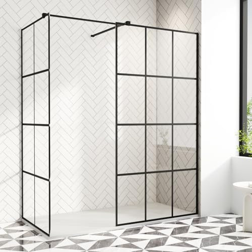 900 mm x 700 mm Walk-in dusch skärm 1900 mm höjd industriell svart duschdörr 8 mm lätt att rengöra härdat glas modernt duschhölje elegant badrum uppgradering